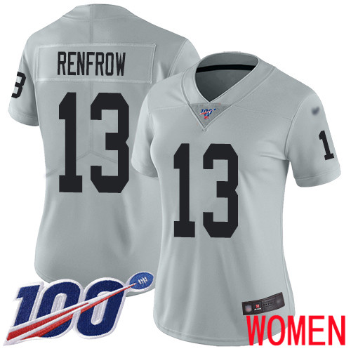 Oakland Raiders Limited Silver Women Hunter Renfrow Jersey NFL Football #13 100th Season Inverted Jersey
